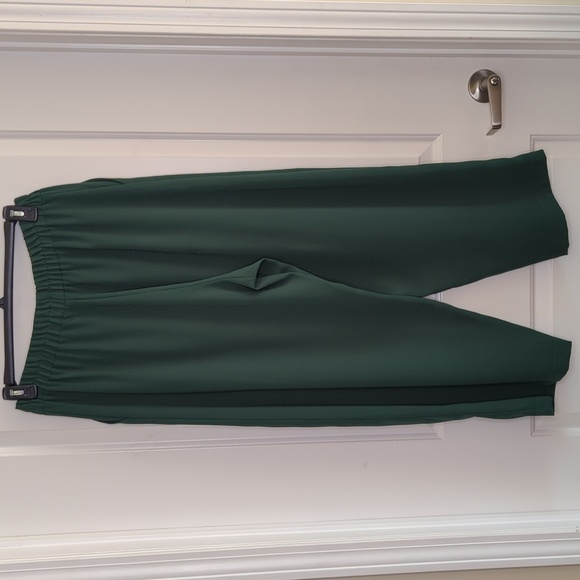 Martino Midali Toujours Crepe Trousers Stretch Waist Pockets Green L - Picture 7 of 10